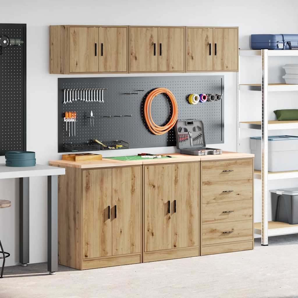 Garagenschränke 6 Stk. Schwarz Holzwerkstoff