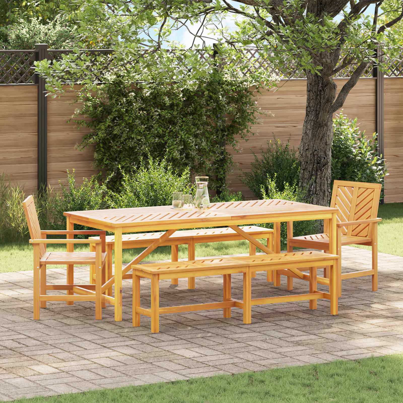 Garten Essgruppe 3 Stk. Braun Massivholz Akazie