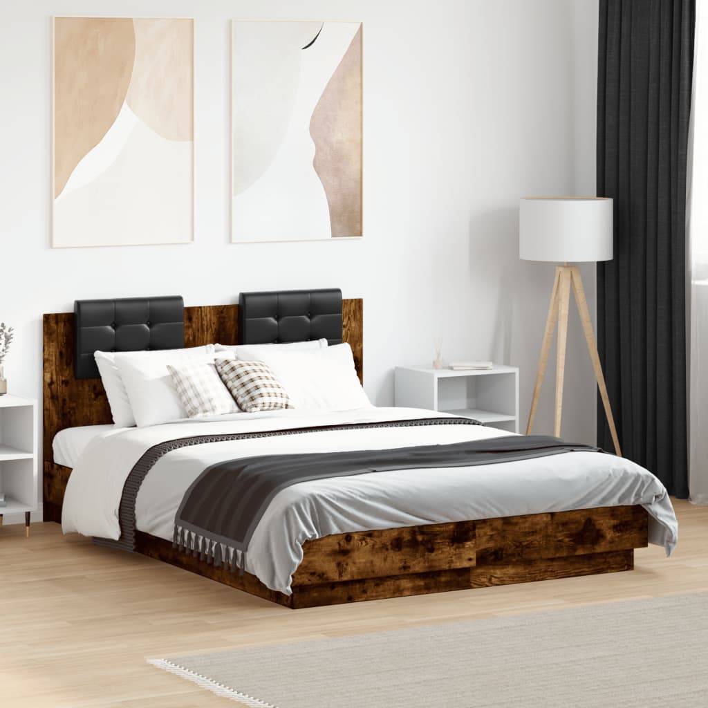 Bettgestell mit Kopfteil Grau Sonoma 180x200 cm Holzwerkstoff