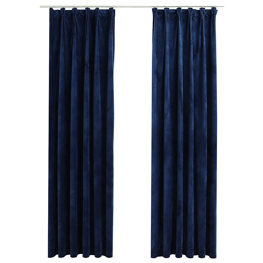 Verdunkelungsvorhänge mit Haken 2 Stk. Samt Schwarz 140x175 cm