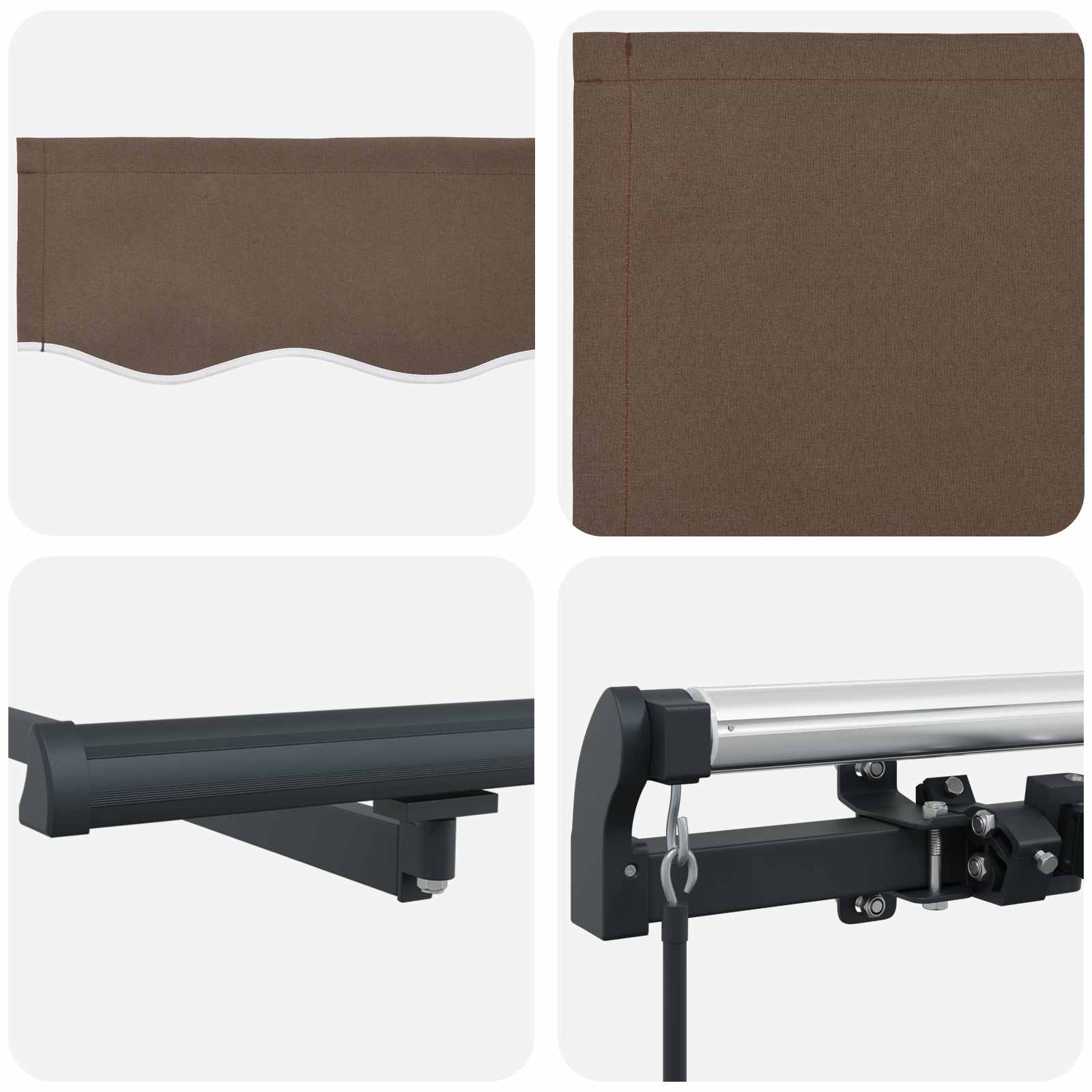 Markise Manuell Einziehbar mit LED 300x250 cm Blau und Weiß