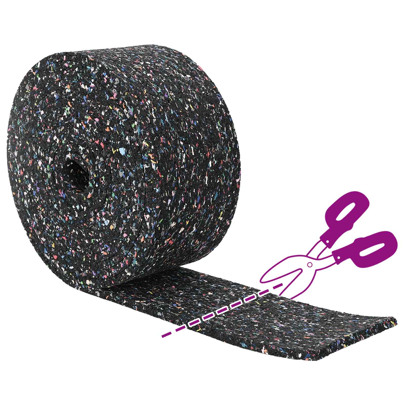 Gummi-Granulat-Rolle Schwarz 200 x 5 x 0,3 cm Gummi