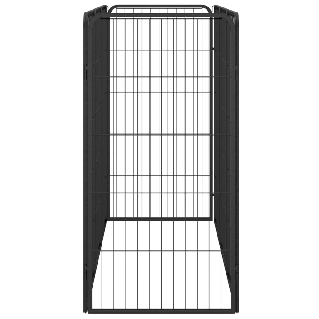4-tlg. Hundelaufstall Schwarz 50x100cm Stahl Pulverbeschichtung