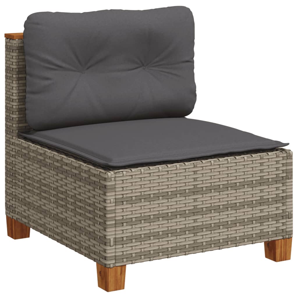 10-tlg. Garten-Sofagarnitur mit Kissen Beige Poly Rattan