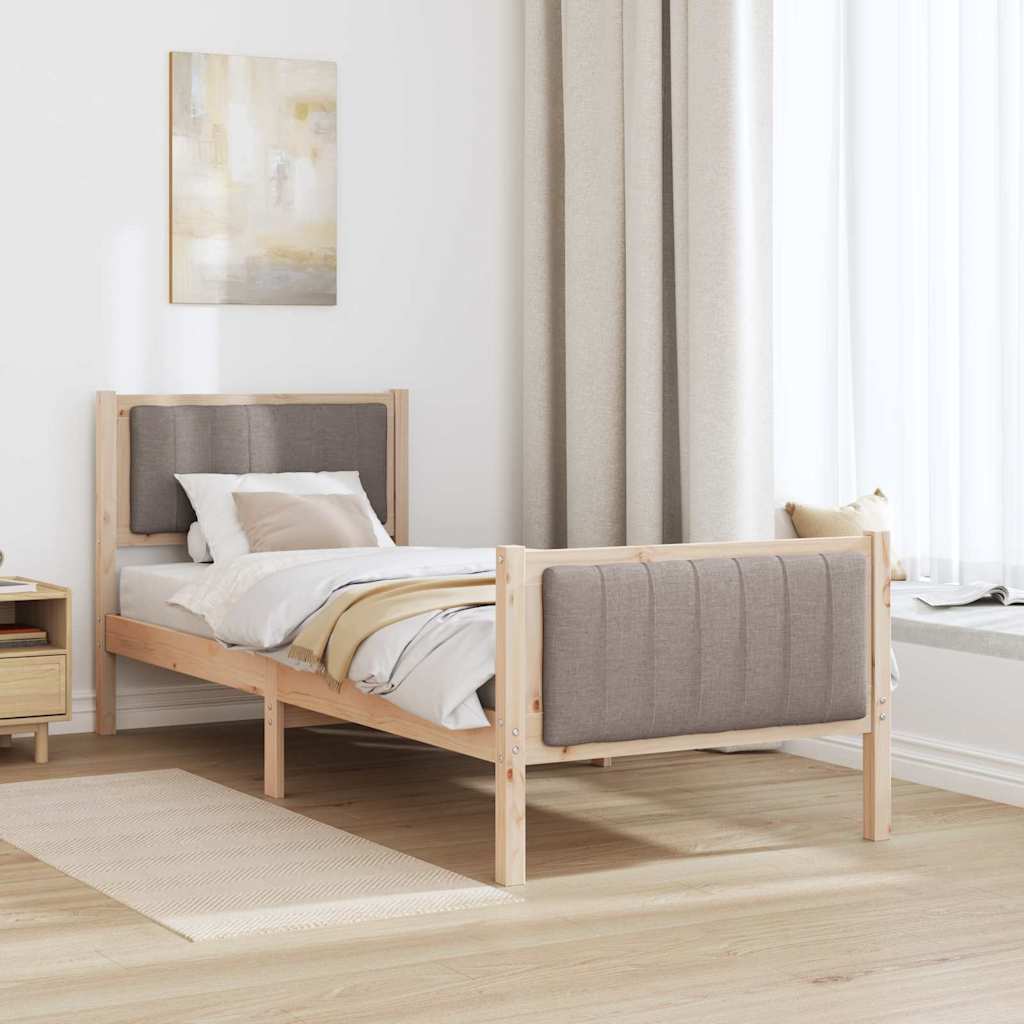 Bettgestell Braun und hellgrau 200 x 200 cm Massivholz Kiefer