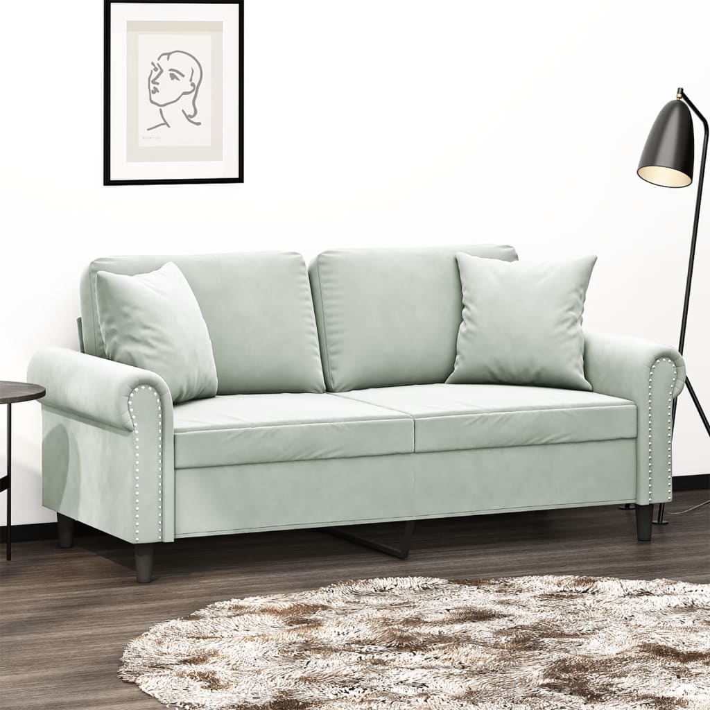 2-Sitzer-Sofa mit Zierkissen Dunkelgrün 120 cm Samt