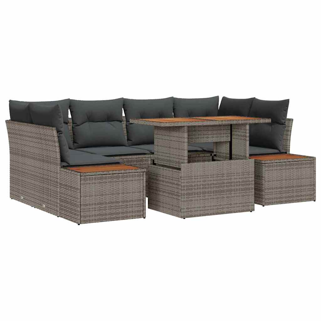Garten Essgruppe mit Kissen 9 pcs Schwarz und Beige
