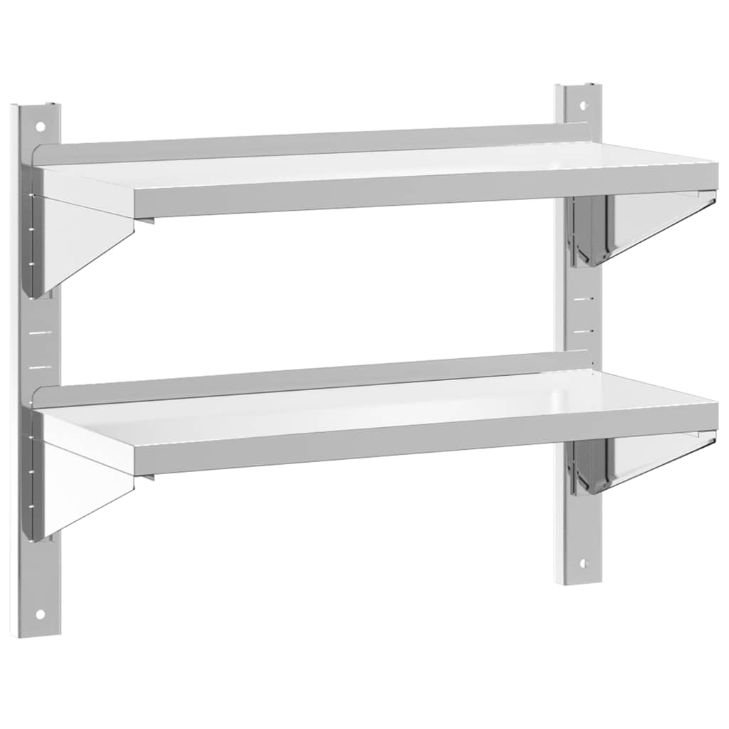 Wandregal mit 2 Böden 100x40x60 cm Silbern Edelstahl