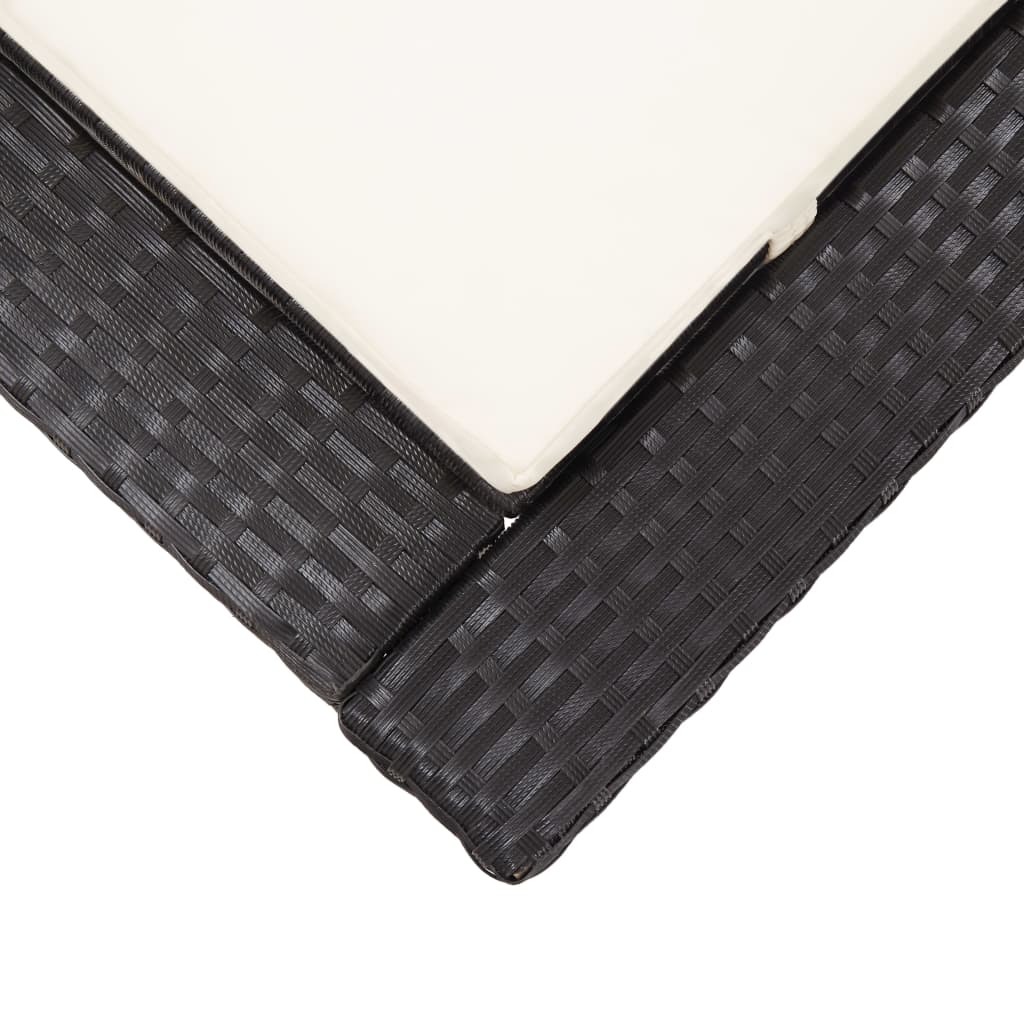 Sonnenliege mit Auflage Grau Poly Rattan