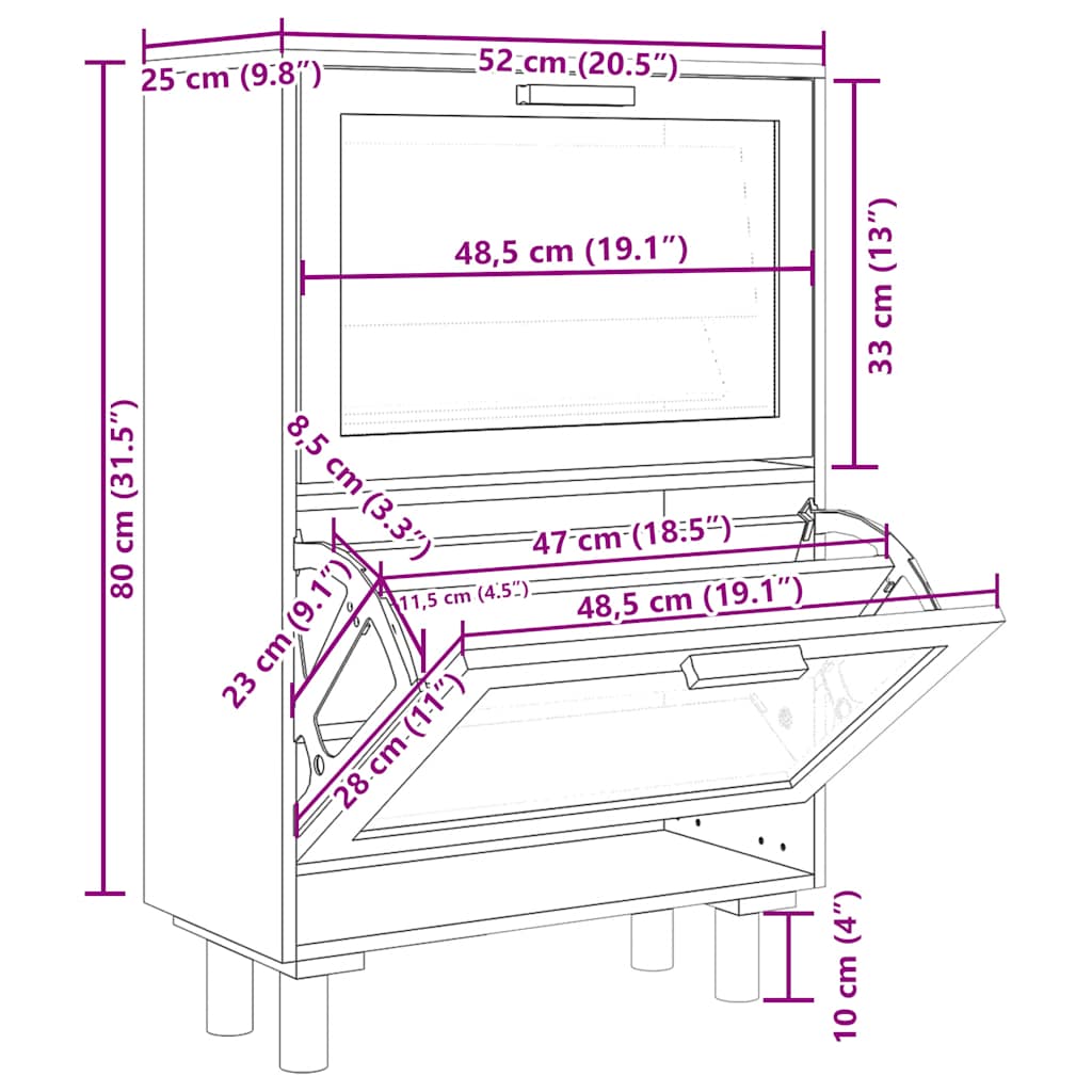 Schuhschrank Weiß 52x25x80 cm Holzwerkstoff & Rattan Natur