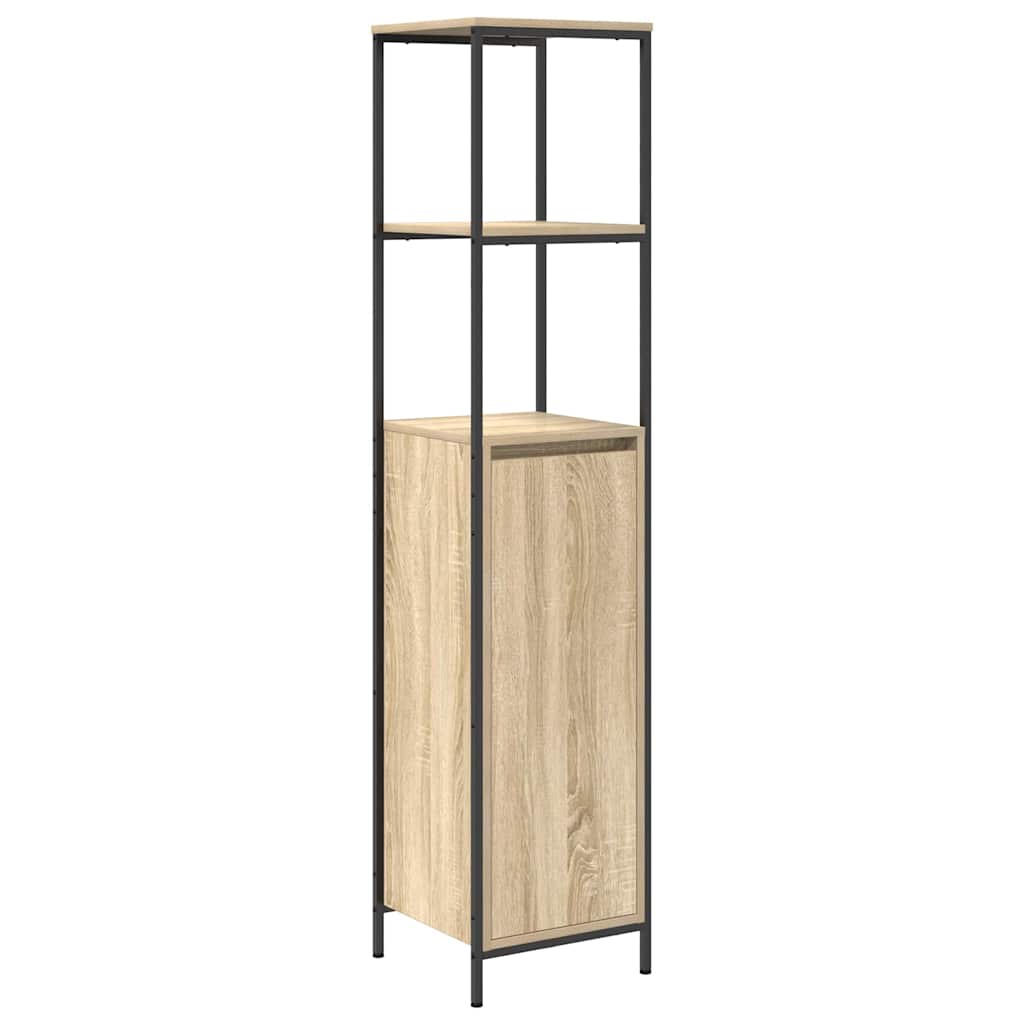 Badezimmermöbel-Set 3 pcs Schwarz Eichen-Optik Holzwerkstoff