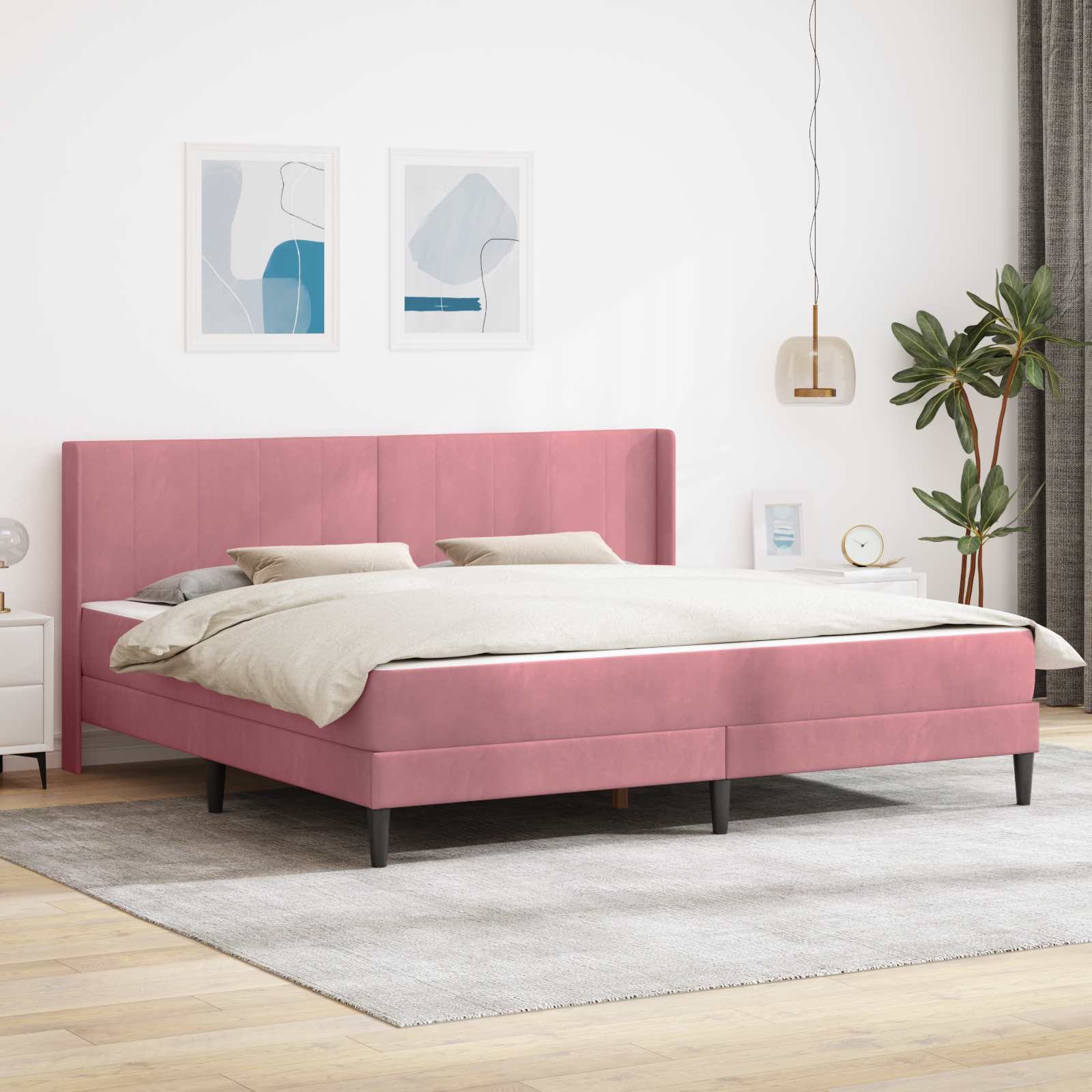 Bettgestell mit Matratze mit Kopfteil Hellgrau 80 x 200 cm Samt