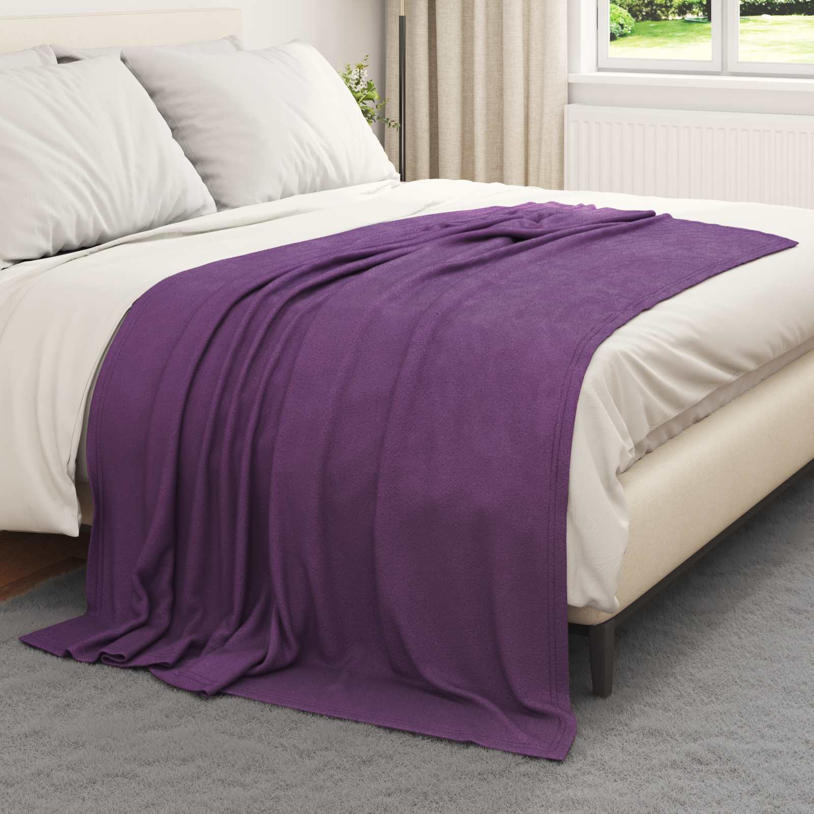 Überwurfdecke Beige 170 x 130 cm Fleece
