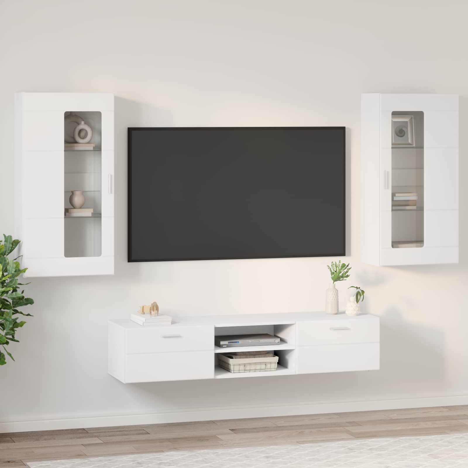 Highboard mit Regal FLORIN Weiß 60 x 35 x 182 cm Holzwerkstoff