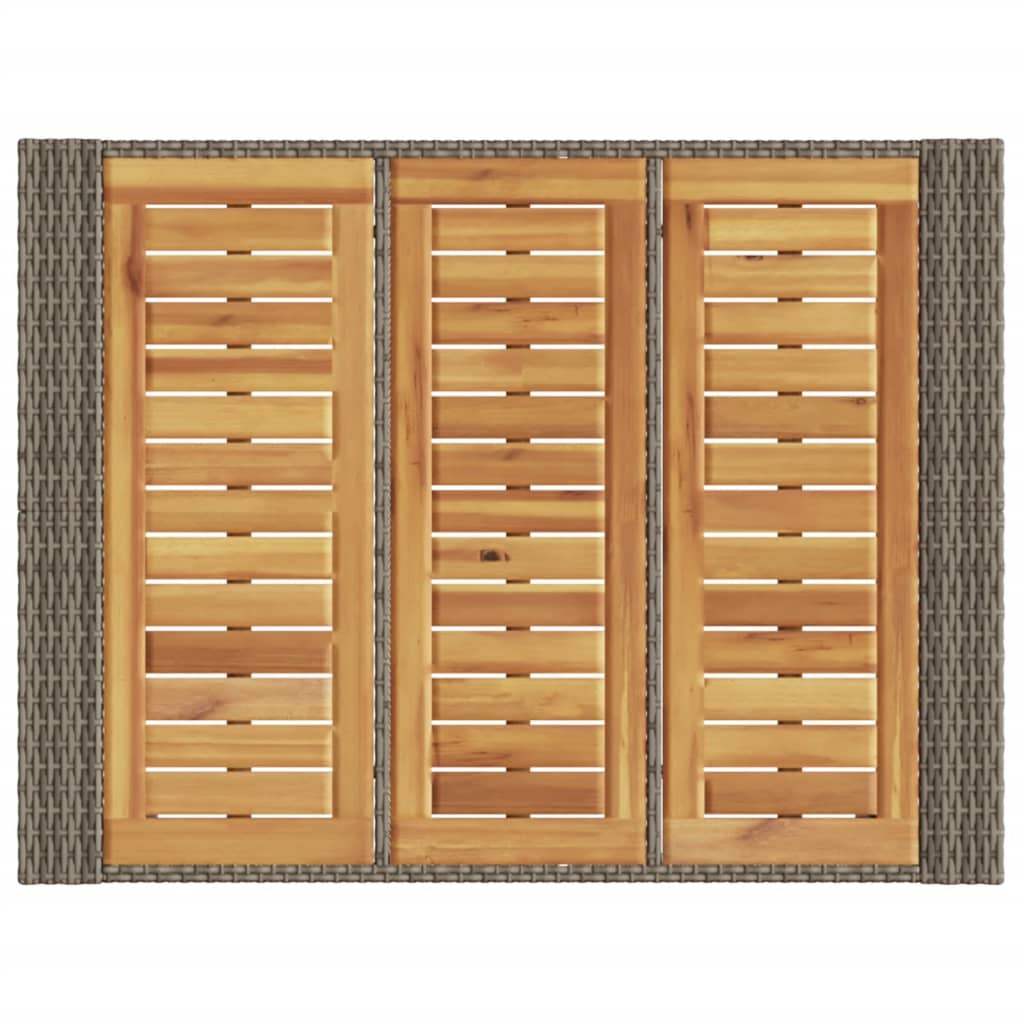 Garten-Bartisch mit Holzplatte Schwarz 105x80x110 cm Polyrattan