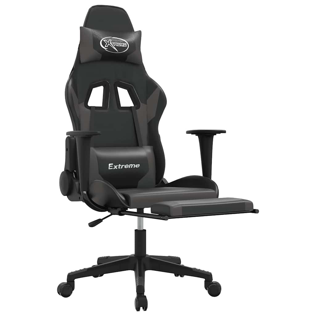 Gaming-Stuhl mit Massagefunktion Schwarz und Blau Kunstleder