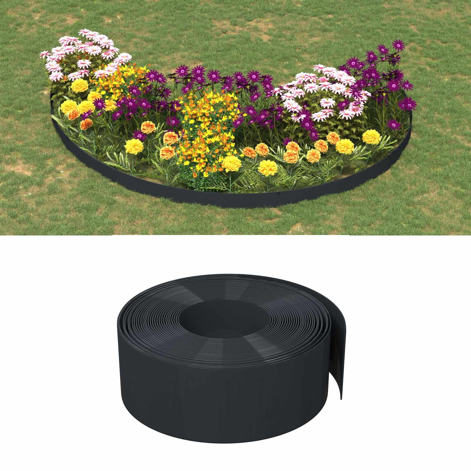Gartenumrandung 25 m 10 cm PE Grau