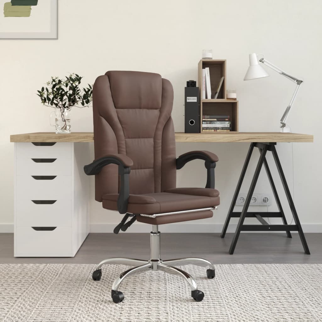 Bürostuhl mit Liegefunktion Schwarz Kunstleder