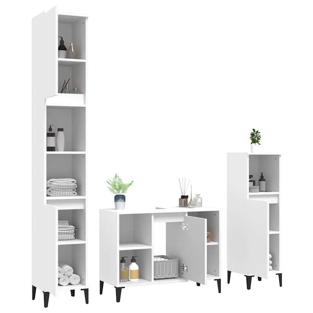 3-tlg. Badmöbel-Set Räuchereiche Holzwerkstoff