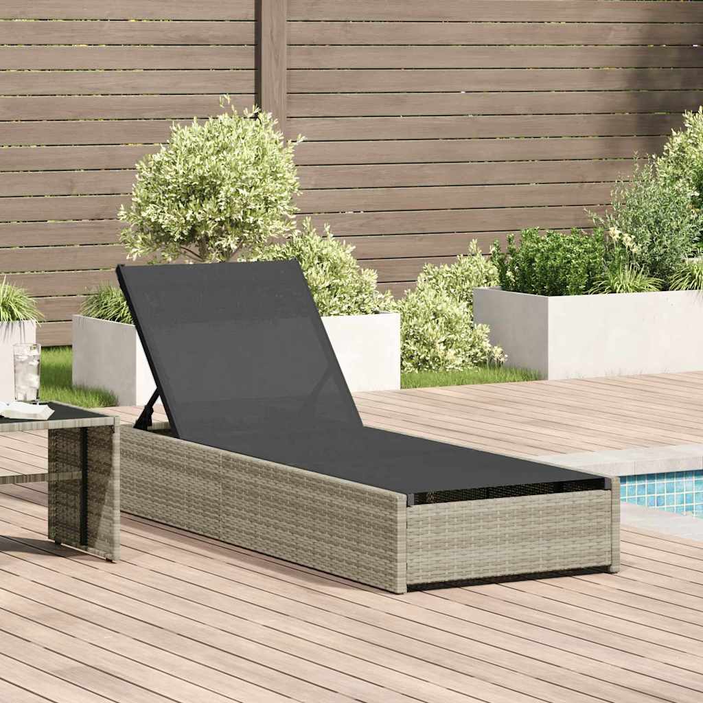 Sonnenliege Grau 200,5 x 70 x 75 cm Poly-Rattan