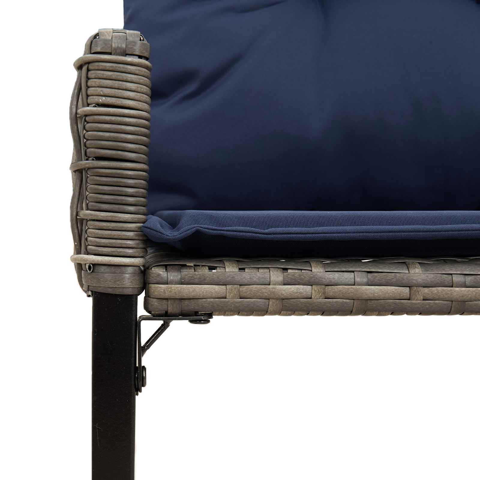 Bank Outdoor mit Kissen Schwarz und Cremeweiß 118 x 55 x 82 cm