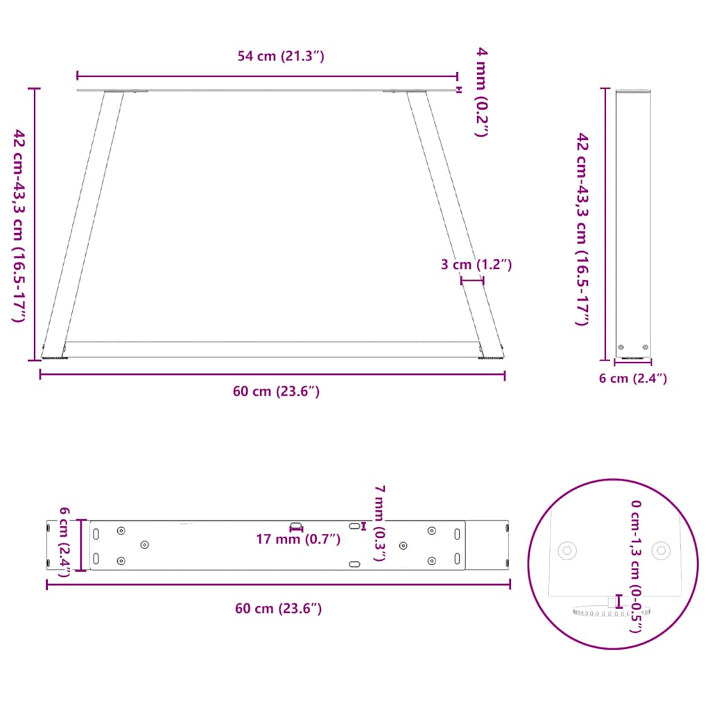 Couchtischbeine V-Form 2 Stück Schwarz 30x(30-31,3) cm Stahl