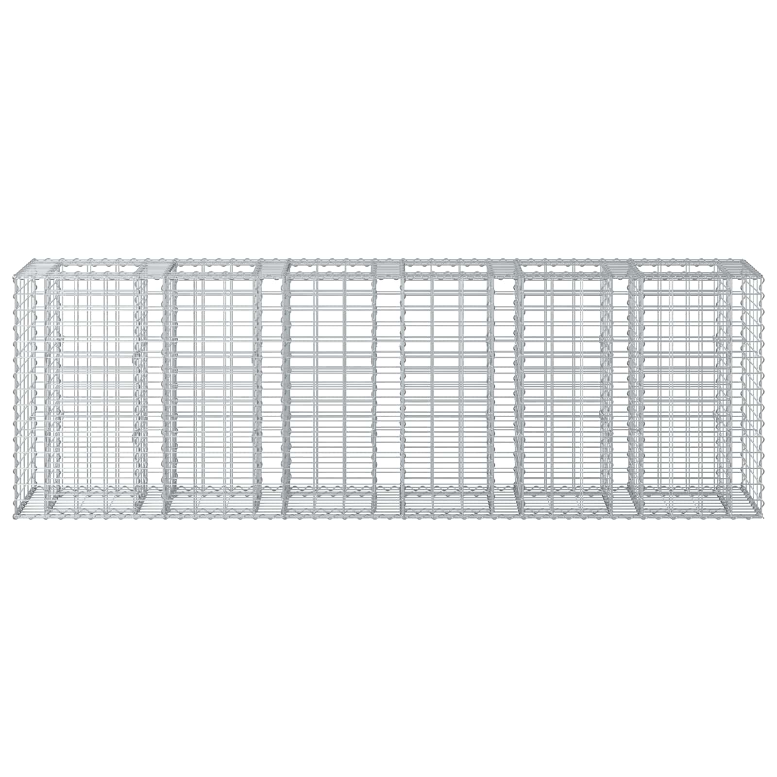 Gabionen Hochbeet 2 pcs Silber 260 x 60 x 55 cm