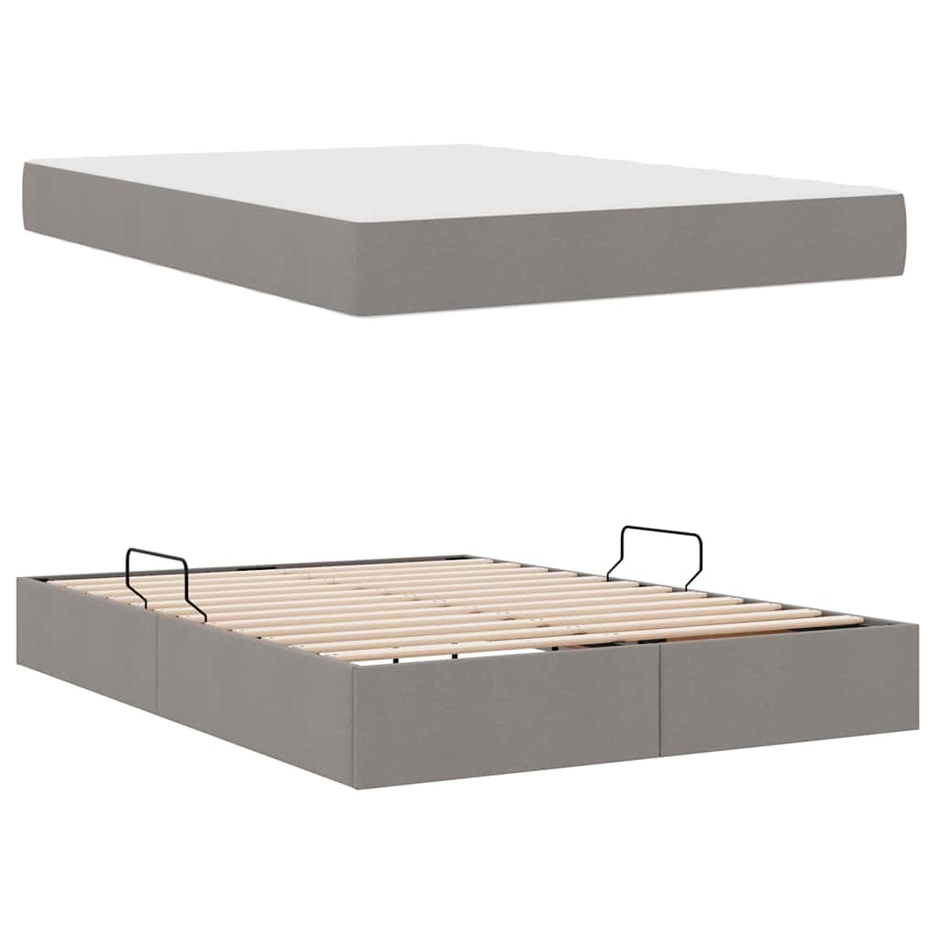 Aufbewahrungsbett mit Matratze Hellgrau 90 x 190 cm Polyester