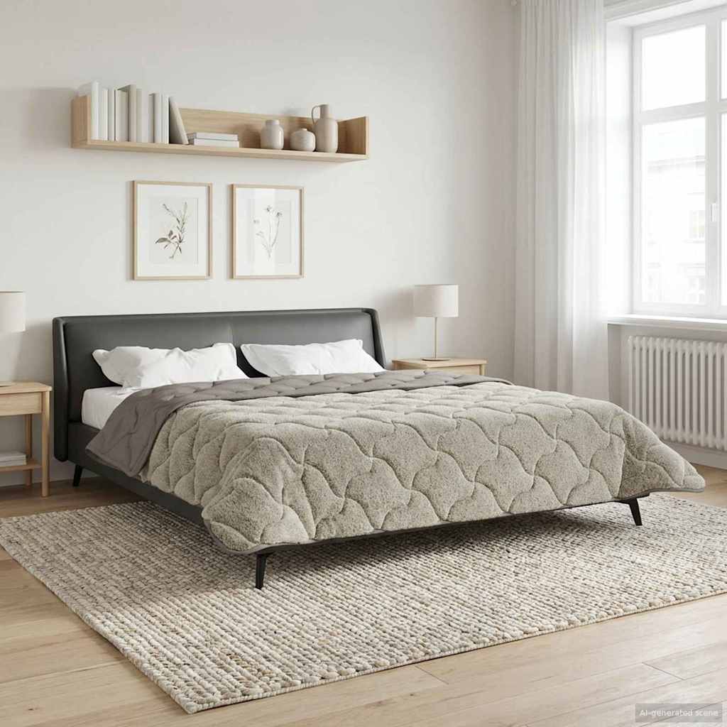Sommerdecke Anthrazit 135 x 200 cm Mikrofaser und Teddy-Fleece