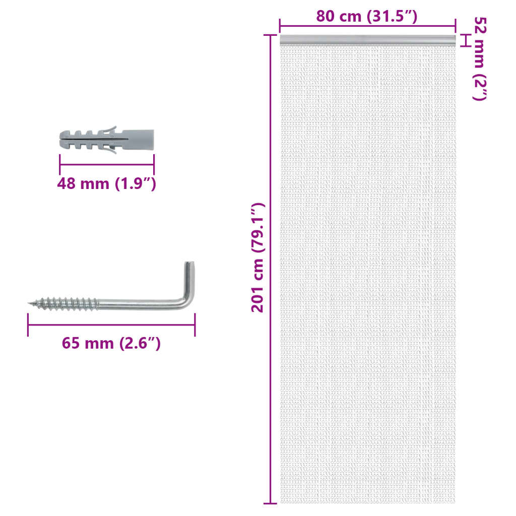 Türvorhang aus Ketten 56x186 cm Aluminium