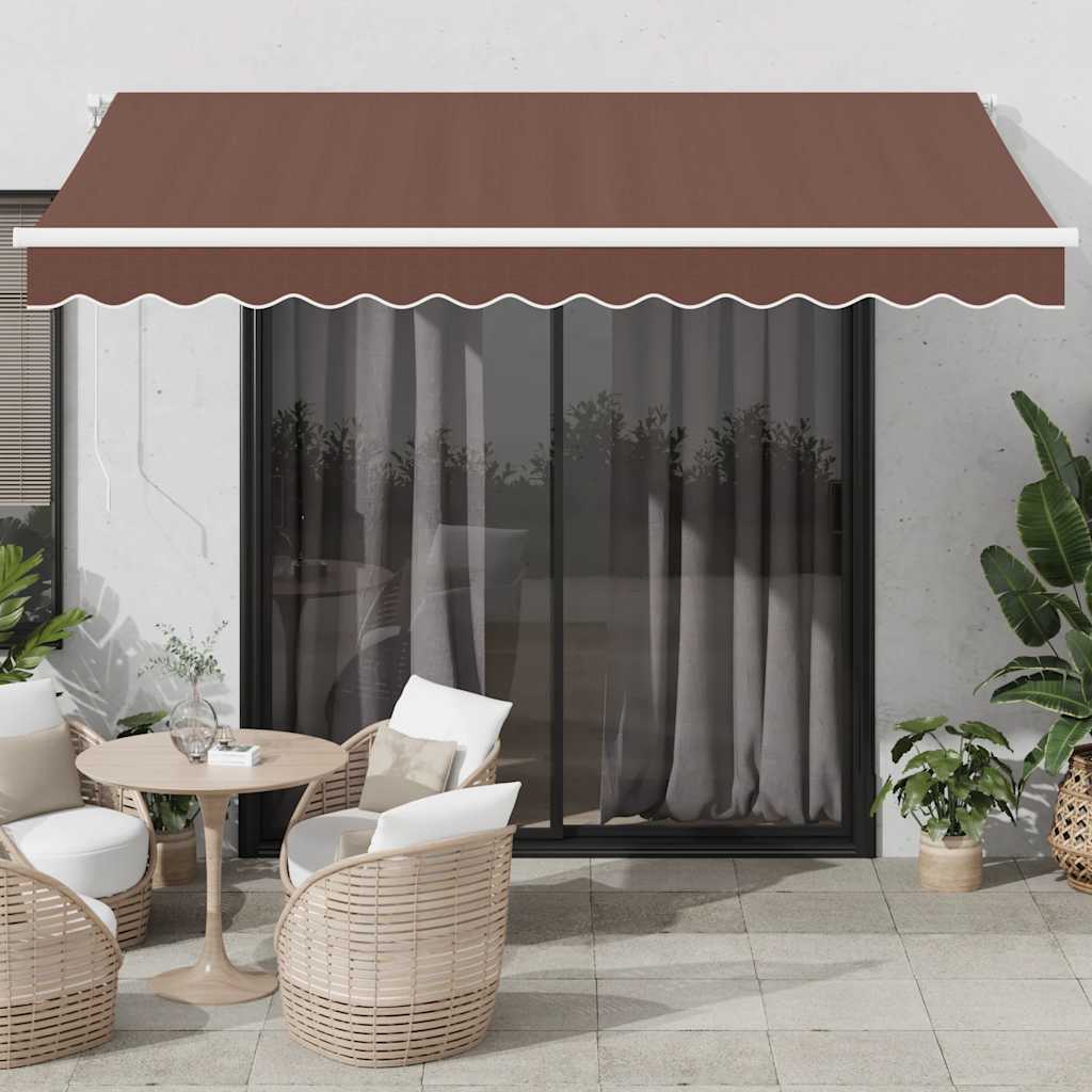Markise Manuell Einziehbar mit LED 300x250 cm Blau und Weiß