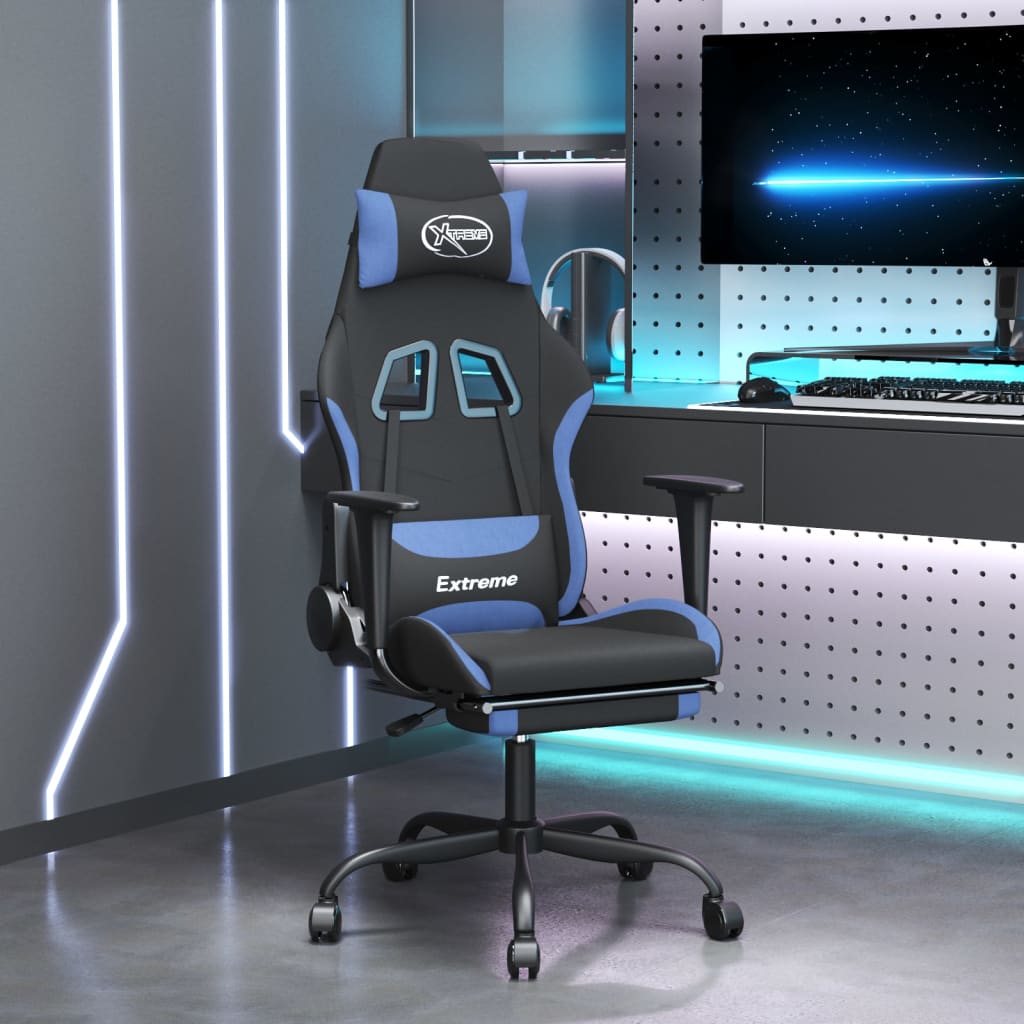 Gaming-Stuhl mit Massagefunktion Schwarz und Creme Stoff