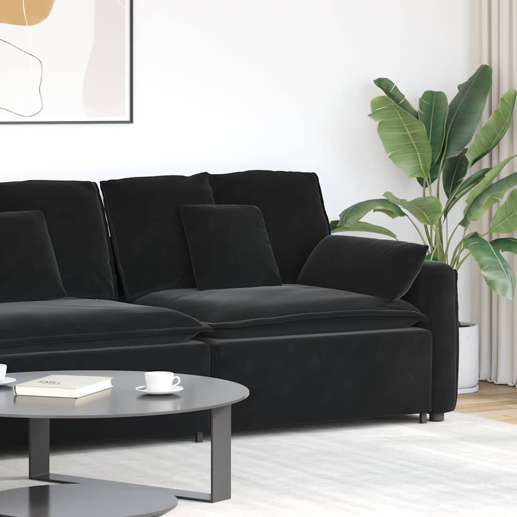 Modulares Sofa Endmodul mit Armlehne Kissen Blau 100 cm