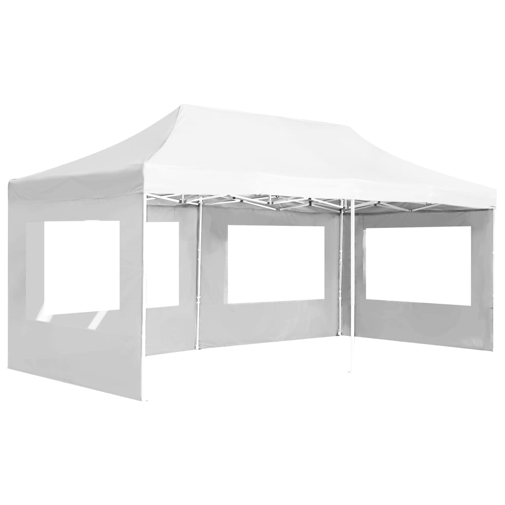 Profi-Partyzelt Faltbar mit Wänden Aluminium 3×3m Weiß