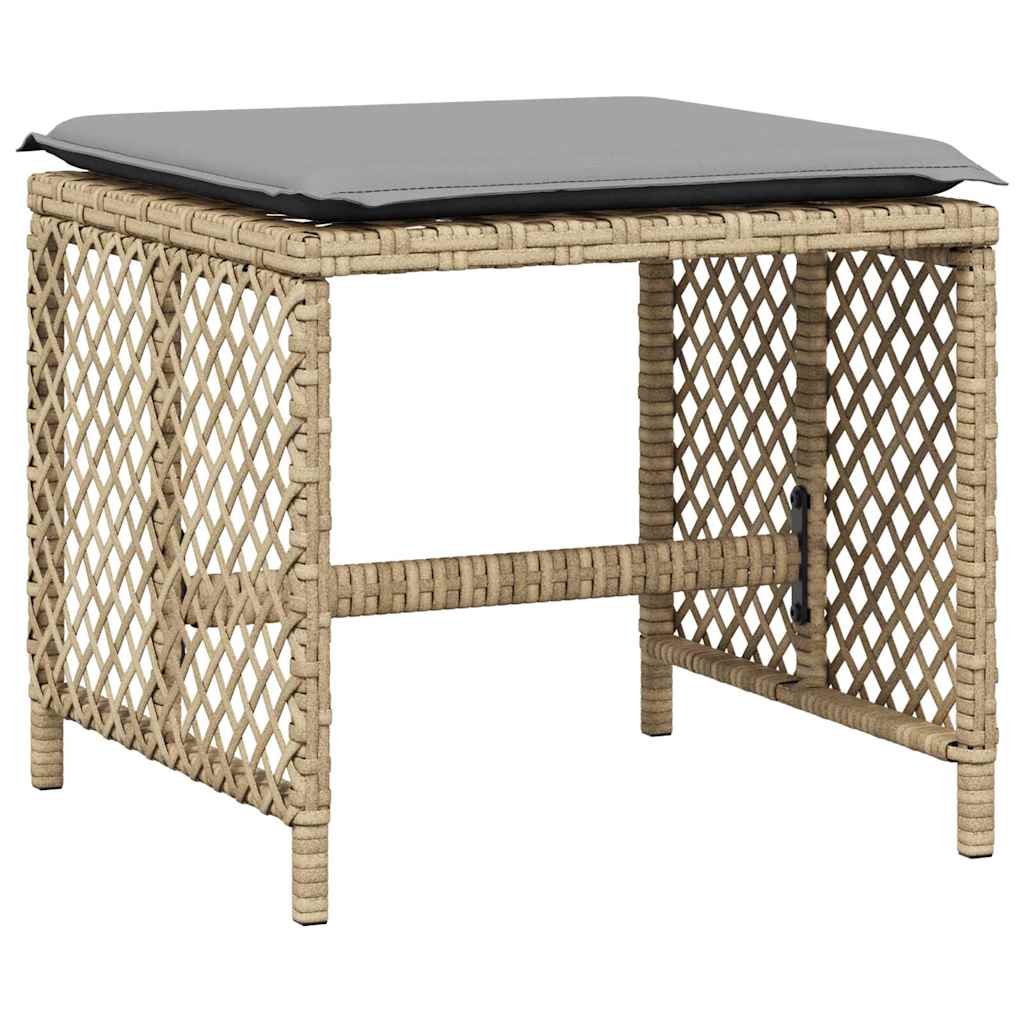 Gartenhocker mit Kissen 4 Stk. Schwarz 41x41x36 cm Poly Rattan