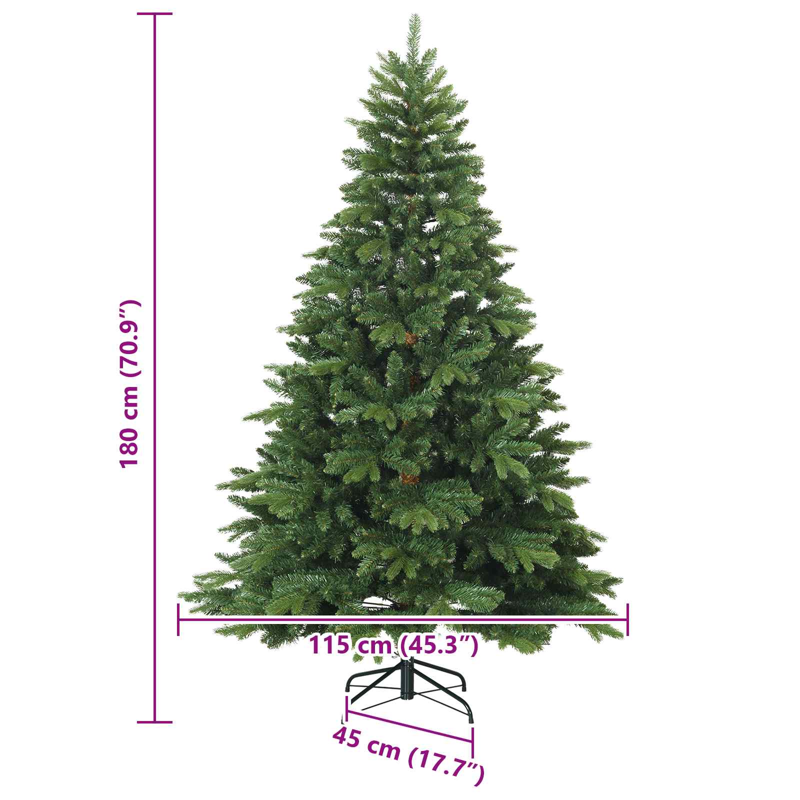 Künstlicher klappbarer Weihnachtsbaum mit Ständer Grün 150 cm