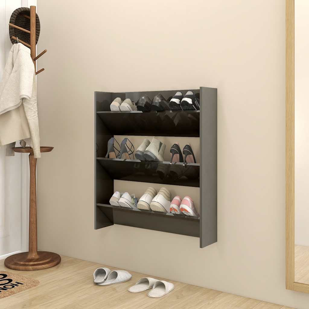 Wand-Schuhschränke 4 Stk. Weiß 60x18x60 cm Holzwerkstoff