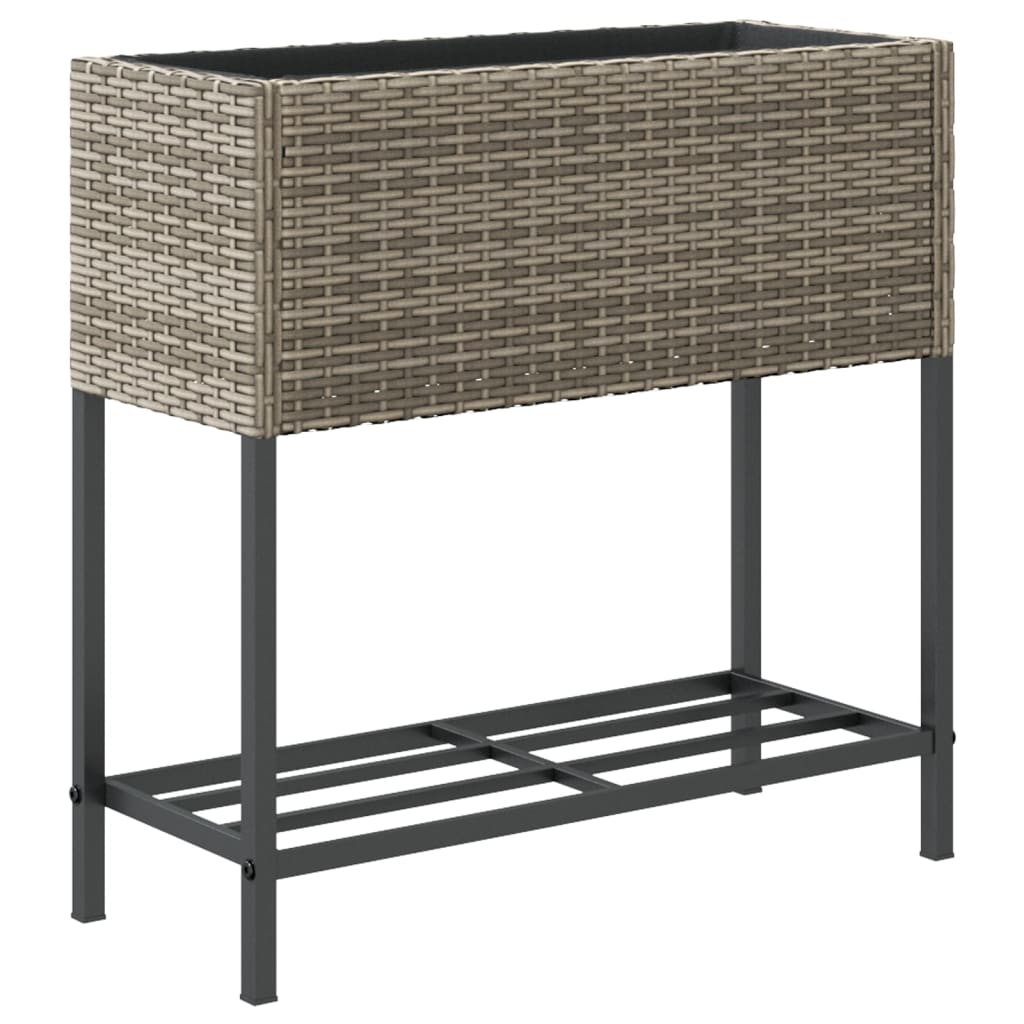 Hochbeete mit Ablage 2 Stk. Schwarz 70x28x70 cm Poly Rattan