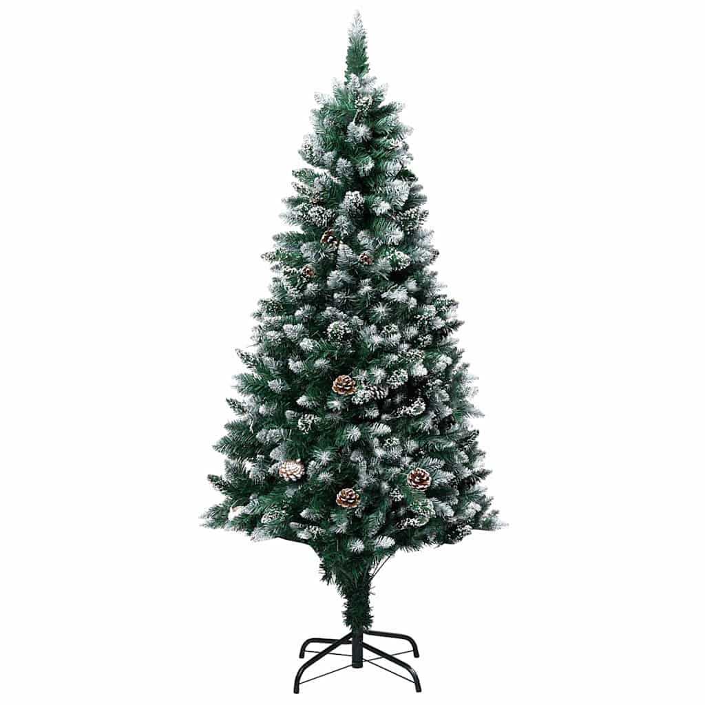 Künstlicher Weihnachtsbaum mit LEDs Kugeln Zapfen 150 cm