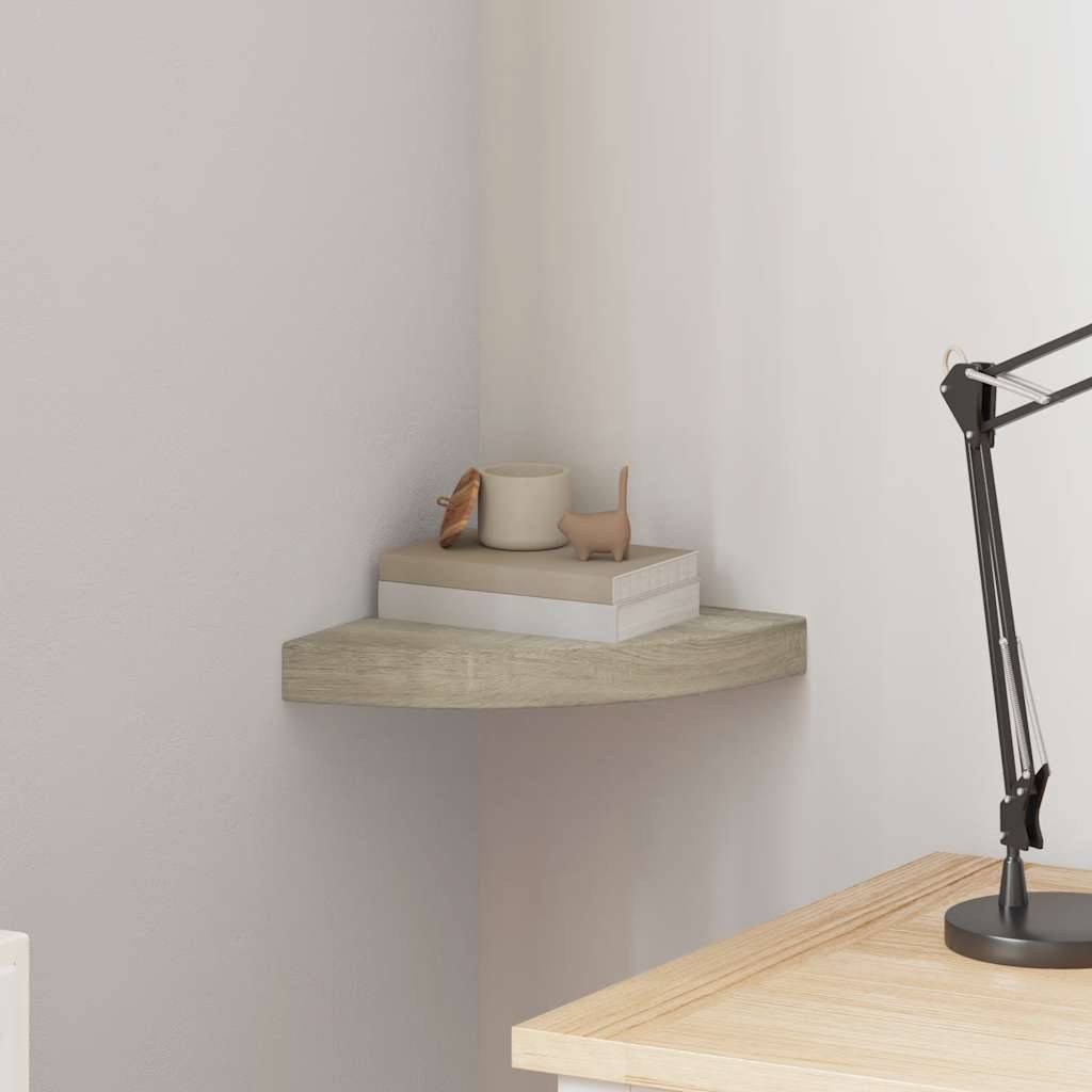 Schwebende Eckregale 2 Stk. Hochglanz-Weiß 25x25x3,8 cm MDF