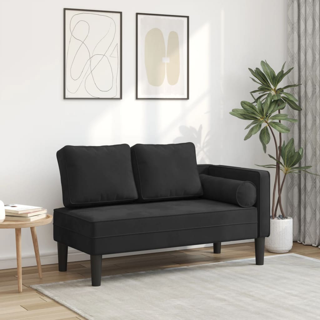 Chaiselongue mit Kissen Blau Samt