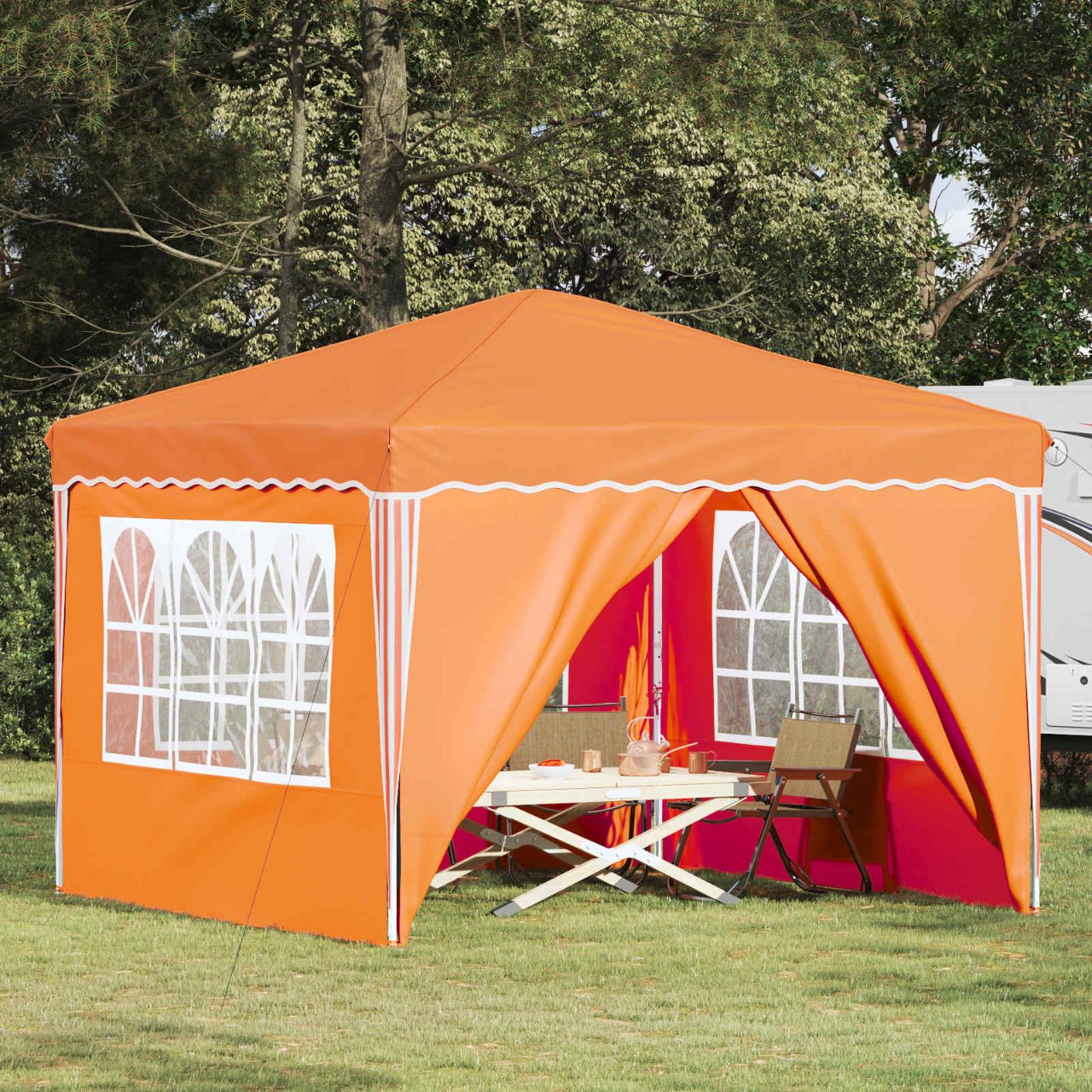 Pop-up Partyzelt 288 x 288 x 245 cm Creme Oxford-Stoff