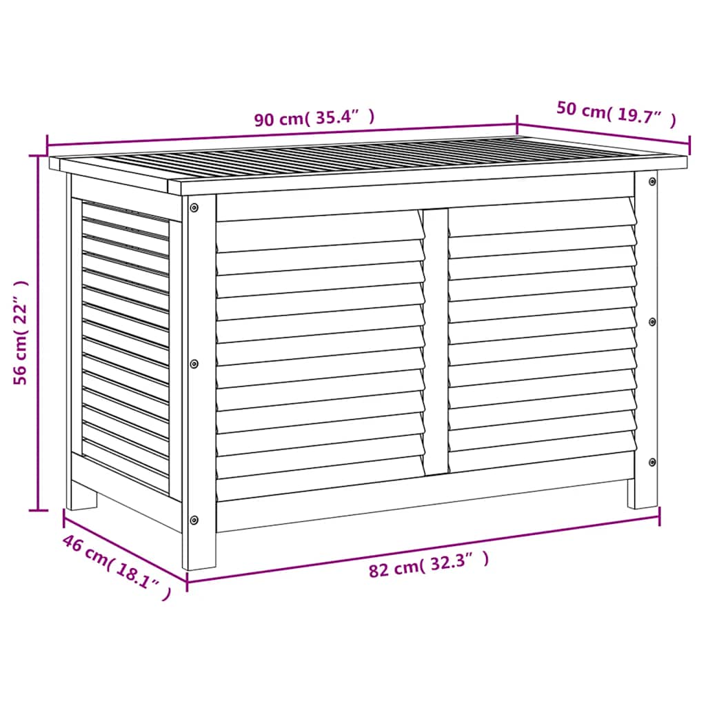 Gartenbox mit Lüftungsschlitzen 60x50x56 cm Massivholz Akazie