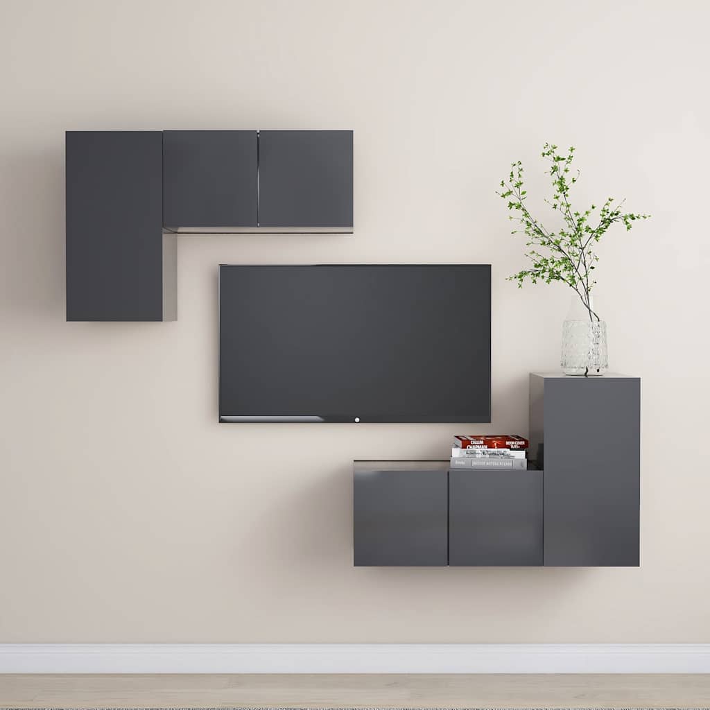 4-tlg. TV-Schrank-Set Weiß Holzwerkstoff