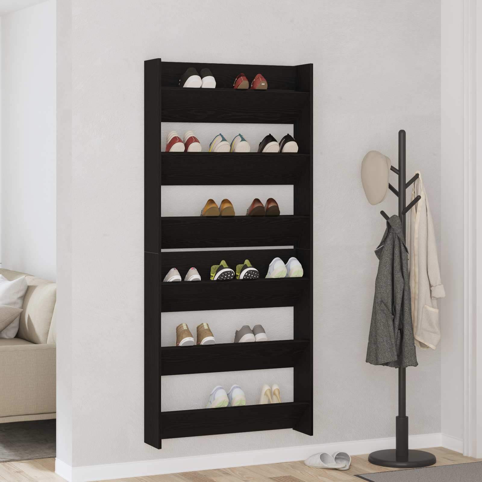 Wand-Schuhschränke 4 Stk. Weiß 60x18x60 cm Holzwerkstoff