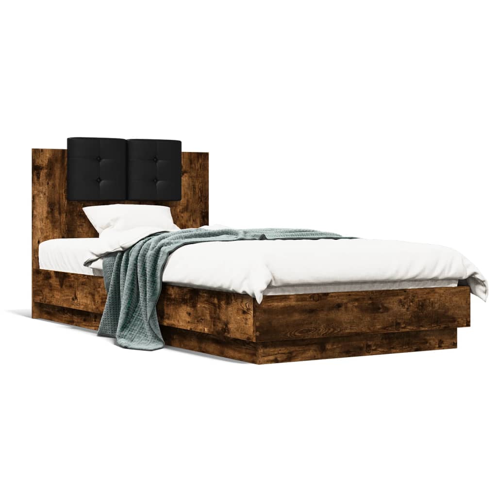 Bettgestell mit Kopfteil Grau Sonoma 180x200 cm Holzwerkstoff