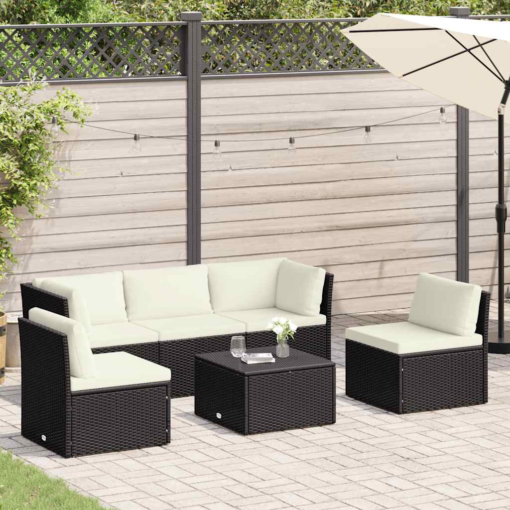 4-tlg. Garten-Lounge-Set mit Polstern Poly Rattan Grau