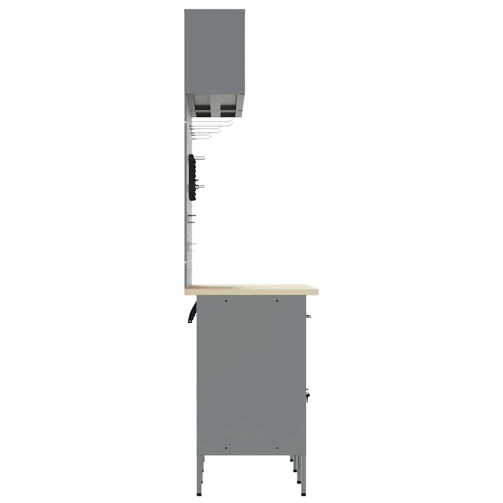 Arbeitsschrankset mit Schubladen mit Regal 8 pcs Grau