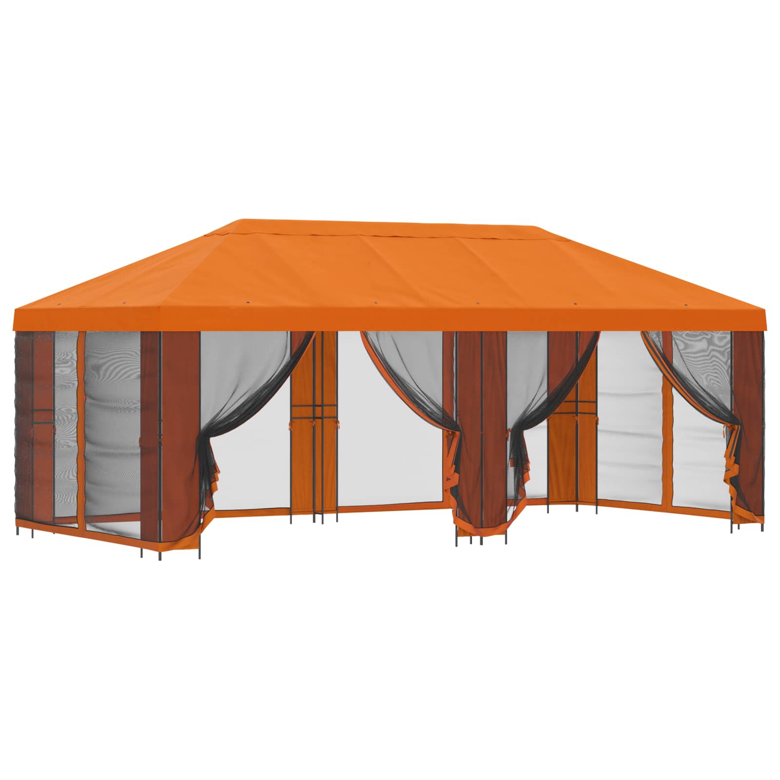 Pavillon mit Seitenwänden 6 x 3 m Beige Polyester und Stahl 190