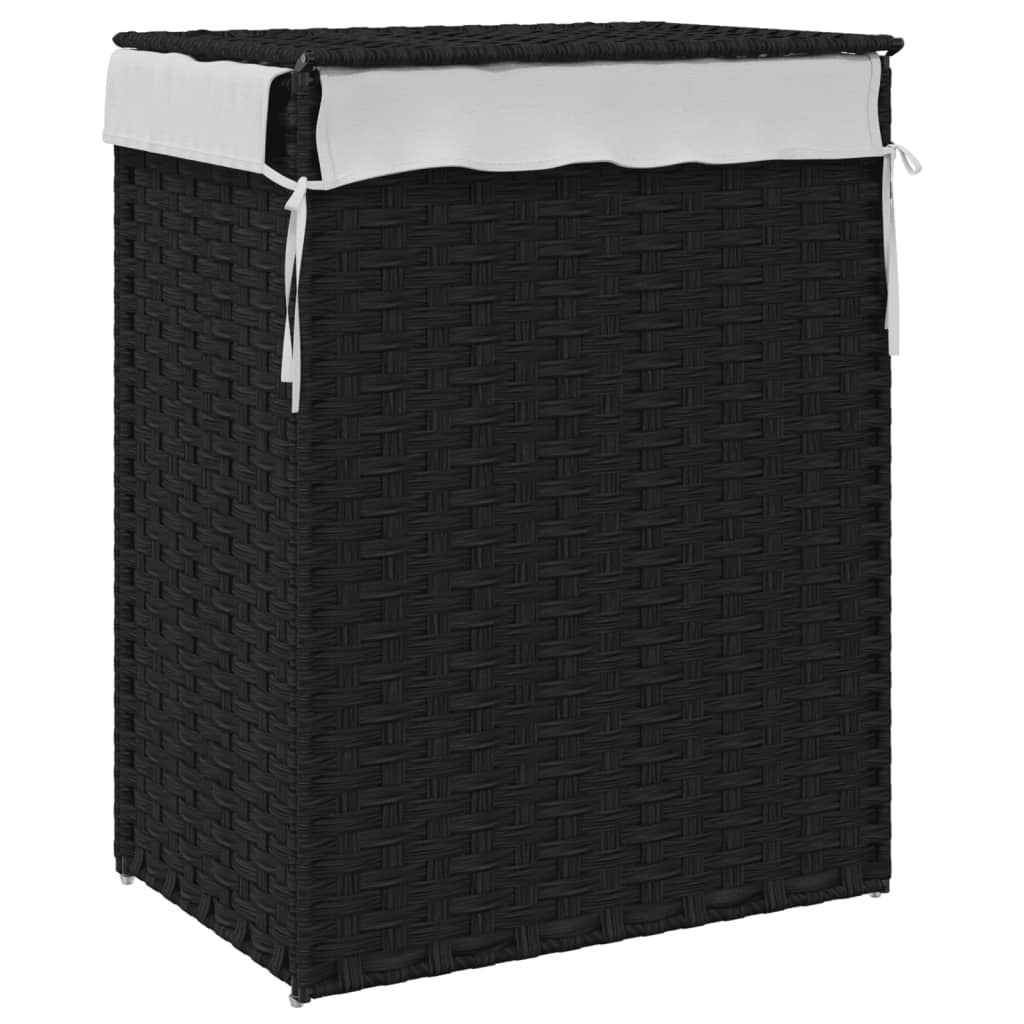 Wäschekorb mit Deckel 46x33x60 cm Poly Rattan